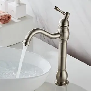 现代浴室水龙头黄铜拉丝镍单柄洗手盆水槽混音器水龙头