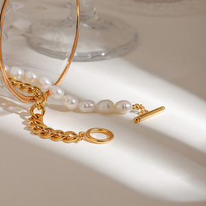 Aretas sin deslustre verano pie grueso joyería perla cadena tobillo mujeres chapado en oro impermeable Acero inoxidable cubano enlace tobillera - Product Image 3