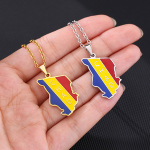 Collar con Colgante Geométrico <span class=keywords><strong>de</strong></span> <span class=keywords><strong>Mapa</strong></span> y Bandera <span class=keywords><strong>de</strong></span> <span class=keywords><strong>Chad</strong></span> en Acero Inoxidable, Joyería <span class=keywords><strong>de</strong></span> Moda Unisex, Nuevo Accesorio - Product Image 4