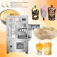 Machine de remplissage et de bouchage automatique à 2 buses pour sachets préformés, doypack, pour sauce chocolat, mayonnaise, sauce au fromage, crème