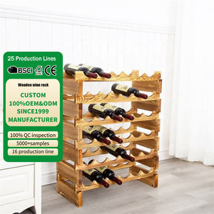 Estante de vino de madera apilable personalizado de fábrica BSCI para 36 soportes de botellas de vino vitrina de madera rústica - Product Image 1