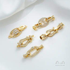 Chiusura a Doppia Testa a Forma di Ferro di Cavallo Ovale Placcata in Oro 14K e Incastonata con Zirconio, Accessorio per Collane e Bracciali Fai-da-Te - Product Image 2