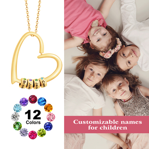 Collar con Colgante de Corazón con Nombre de Familia, Joyería de Cumpleañ<span class=keywords><strong>os</strong></span> y Navidad para Madre, Abuela, Esposa, Amigas, con Cuentas de Piedras de Nacimiento Grabables - Product Image 4