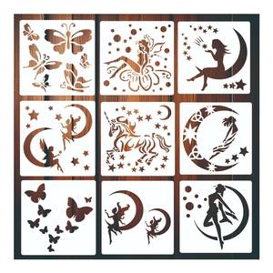 9 Uds Hada mariposa dibujo pintura plantillas seta de ensueño mariposa Luna estrella elfo <span class=keywords><strong>plantilla</strong></span> 6 pulgadas - Product Image 1