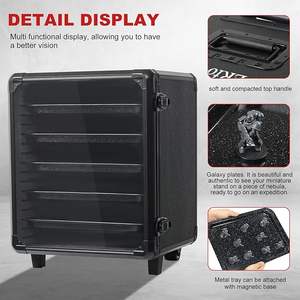 Valise miniature portable pour le rangement et l'exposition de collection avec roulettes et 5 plateaux métalliques pour figurines/modèles de voitures/pierres - Product Image 3