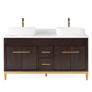 Lujoso y moderno armario de <span class=keywords><strong>baño</strong></span> de 60 pulgadas para suelo, para Hotel, apartamento, hogar, armario de <span class=keywords><strong>baño</strong></span> con doble fregadero - Product Image 4
