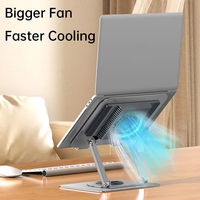 Great Roc Support en métal rotatif pour ordinateur portable Support pour ordinateur portable avec ventilateur de refroidissement Base rotative à 360 ° Support pour ordinateur portable pliable et portable