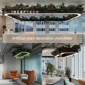 Lustres Décoratifs Circulaires sur Mesure, Non Standard, Modernes et Grands, pour Restaurants, avec Éclairage LED Économe <span class=keywords><strong>en</strong></span> Énergie et Plantes Artificielles - Product Image 3