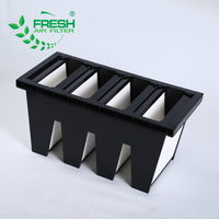 Vente en gros EPM1 80% F9 Papier fibre de verre 592x592x292 Cadre en plastique Filtres Hepa compacts V-Bank à basse pression