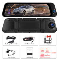 Podofo 9.66'' Triple Lens Car Rear View Mirror DVR Night Version Dash Cam WIFI APP GPS ADAS Front 4K + Rear 2K Camera ODM/OEM