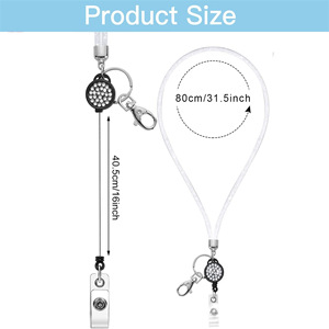 Cross-border lanyard, <b>clay</b> with rhinestone inlay, easy-open buckle, vertical card holder, double-sided transparent <b>set</b>, - Product Image 2