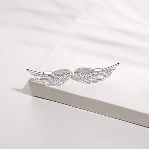 Boucles d'oreilles uniques Bijoux en argent sterling 925 Micro-Pave <span class=keywords><strong>Cz</strong></span> Zircon Diamond Angel Wings Boucles d'oreilles pour femmes - Product Image 5