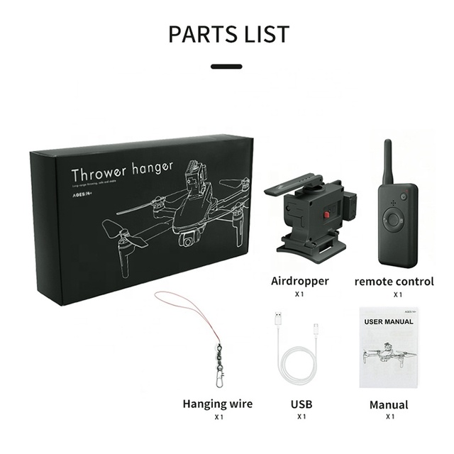 Stock Remote Thrower for Mavic 2/Pro/Air 2/Air/Mini 2/FIMI X8SE Battery Fishing Bait Delivery Parabolic Air-Dropping System