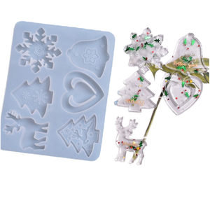 <b>Christmas</b> <b>Mold</b> DIY Resin Crystal Epoxy <b>Mold</b> Snowflake Elk Pendant Keychain Listing Jewelry <b>Silicone</b> <b>Mold</b> Set For Resin - Product Image 1