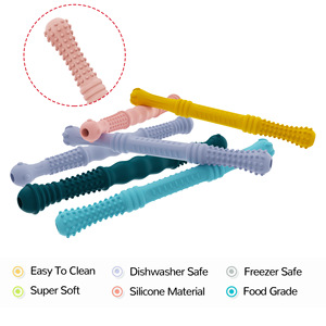 Sucettes de dentition en silicone pour bébés, tubes creux, pour bébés de 6 mois et plus, avec matériau sans BPA et design bouillable. - Product Image 3