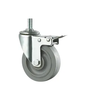 3 Zoll 75mm mittelschwerer industrieller thermoplasti scher Gummi Geräuschloser TPR-drehbarer Lenkrad mit Brems verriegelung rolle - Product Image 4