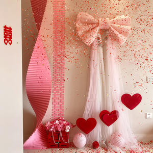 Lazo Gigante de Terciopelo Rojo Elegante LANJO con Hilo Brillante para Decoración de Bodas y Escaparates de Varios Tamaños, Estilo Coreano - Product Image 5