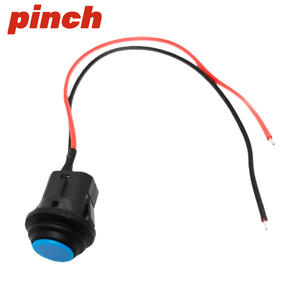 Pinch 14mm Waterproof <b>Push</b> <b>Button</b> <b>Switch</b> 2-Pin Self-Resetting Normally Open With Wiring IP65 Illuminated Blue Led - Product Image 1