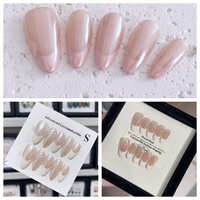 Faux ongles à presser en acrylique French Manucure Effet Miroir Œil de Chat avec colle et boîte d'emballage