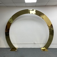 Miroir sur pied en acier inoxydable doré, arche circulaire, cadre de fond de scène pour mariage, décoration d'événements et de cérémonies, vente en gros