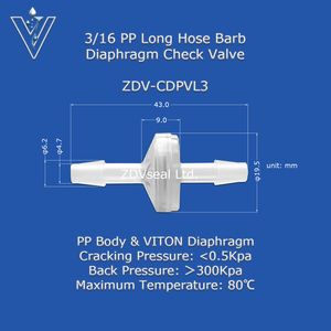 Vanne de retenue à diaphragme en PP ZDVseal 3,3 mm résistante aux acides et aux alcalis pour les systèmes de ventilateurs et de machines à eau - Product Image 3