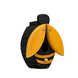 Wooden Bee Shaped Birdhouse <b>Hanging</b> Outdoor <b>Garden</b> Ornament For Pet Birds Painted Tree Material - Product Image 1