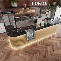 Comptoir de bar à café moderne en MDF pour hôtel, café, restaurant, immeuble de bureaux - Bureau d'accueil écologique et durable