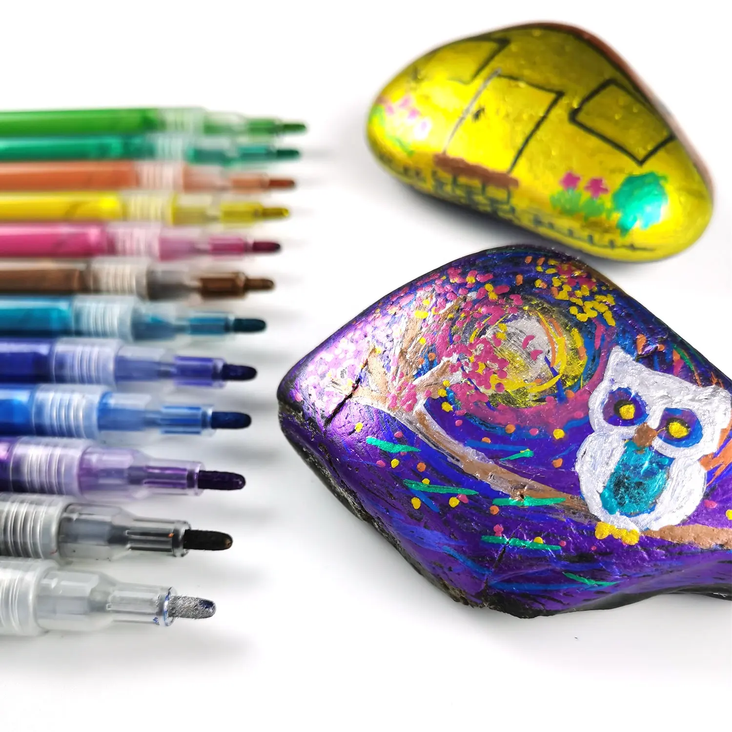 Пользовательские 12 цветов блестящие металлические цвета DIY золотые перманентные акриловые красящие маркеры художественная ручка для рисования