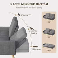Canapé-lit futon moderne avec dossier inclinable réglable, accoudoirs amovibles, longueur extensible, idéal pour salon et hôtel