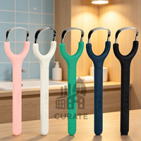 Grattoir à langue coloré, nettoyeur de langue portable avec poignée ergonomique, grattoir à langue en acier inoxydable et en plastique pour adultes et enfants