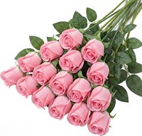 Vente en gros de roses artificielles en soie rouge de haute qualité, durables, écologiques, réalistes, faites à la main, au toucher hydratant