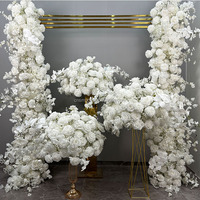 Suave blanco puro flor de cerezo boda Decoración sofá corredor Floral telón de fondo seda flor fila arreglo