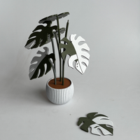 Ensemble de sous-verres modernes en forme de feuille de Monstera, 6 sous-verres personnalisables, déguisés en décoration végétale pour le bureau et la maison