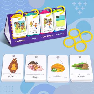 Cartes de construction de phrases visuelles pour enfants de la 1ère et 2ème année : Apprendre à lire, qui, quoi, où, thérapie orthophonique - Product Image 4