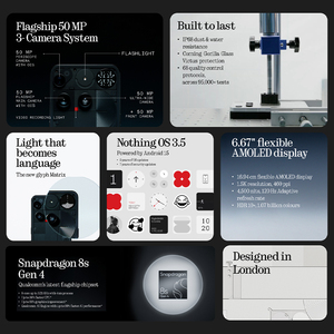 Version mondiale du smartphone Nothing Phone (3) 5G, Snapdragon 8S, écran AMOLED 6,77'' 120Hz, appareil photo 50MP, 256 Go/512 Go, batterie 5150 mAh, téléphone A+ - Product Image 2