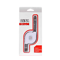 Kabel pengisi daya USB mikro 8 Pin dapat ditarik 2 in 1 untuk ponsel