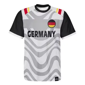 قميص تي شيرت كرة قدم قطني 100% عالي الجودة بتصميم جديد لعام 2024 قميص رياضي ألماني برقبة حرف O