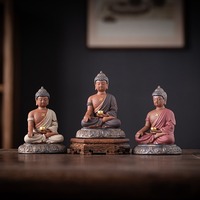 Ornement de Bouddha Shakyamuni en sable violet de style Zen gris pour salle de thé