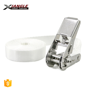 1 Inch 25mm <strong>White</strong> 304 Stainless Steel 800kgs <strong>Cargo</strong> Lashing Tie Down Ratchet Straps for Car Transportation - Product Image 3