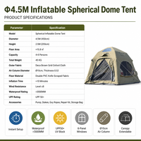 Dôme gonflable de 4,5 m de diamètre en Oxford avec poêle, ouverture pour climatiseur, hublot d'observation, auvent occultant et imperméable