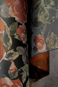 Tela Jacquard Decorativa Tejida con Patrón de Rosas sobre Fondo Negro, Estilo Pintura al Óleo Francesa, para Vestidos Vintage - Product Image 5