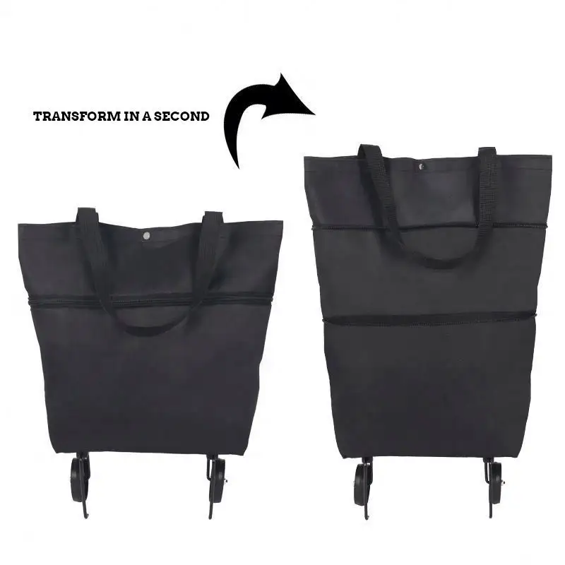 Yeniden katlanabilir alışveriş çantaları bakkal çanta alışveriş arabası çantası tekerlekli