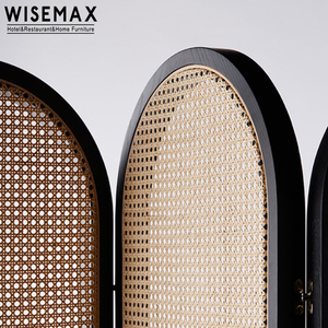WISEMAX FURNITURE French Elegant Style <strong>Screen</strong> Wooden Frame Luxury Rattan <strong>Wicker</strong> Weaving <strong>Screen</strong> for Restaurant - Product Image 3