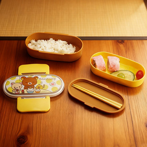 Double Layer Plastic <b>Lunch</b> <b>Box</b> For Children With Double Buckle Rectangle Shape Plastic Lid - Product Image 1