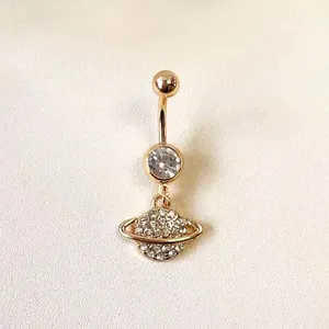 Stainless Steel Bell Button Rings Belly Navel Body Piercing Gold Plated Ramadan Satellite Belly Ring