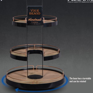 Présentoir à vin rond en métal et bois de qualité supérieure - Product Image 5