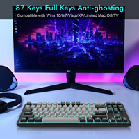Combo clavier et souris de jeu TKL filaire USB rétroéclairé RGB 87 touches Clavier mécanique à interrupteurs rouges Design ergonomique en aluminium et ABS pour