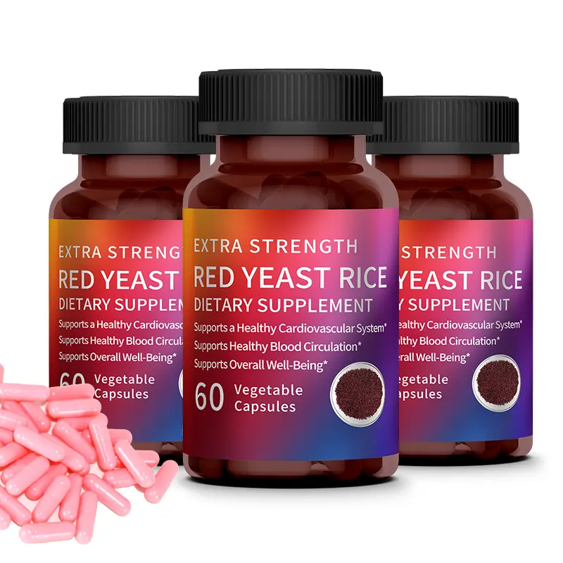 Оптовая продажа красных дрожжевых рисовых капсул 500 мг 120 поддерживает поддержку здоровья сердечно-сосудистой системы