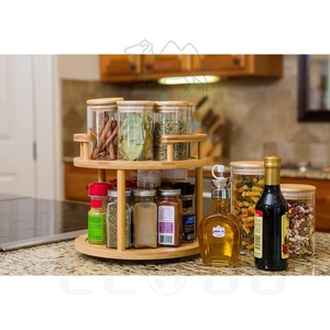 Bamboo Multi-function Rotating Storage <b>Rack</b> for <b>Spices</b> Kitchen <b>Spice</b> <b>Rack</b> <b>Organizer</b> Seasoning - Product Image 3