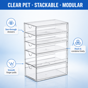 Set di Organizzatori Trasparenti Impilabili in PET per Armadio, Contenitori per Vestiti, Biancheria Intima, Calzini e Piccoli Oggetti - Product Image 2
